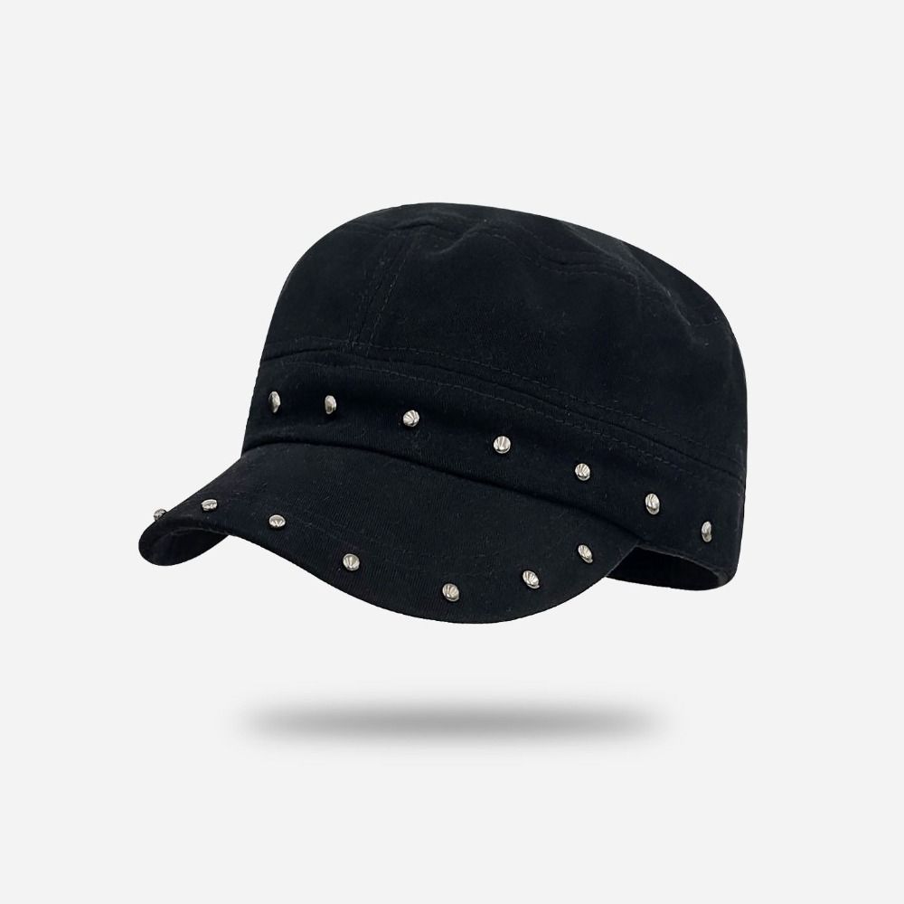 Y2k Rivet Peaked Cap Spice Girls Equestrian Hat Personality Rivet Flat Top Hat Autumn