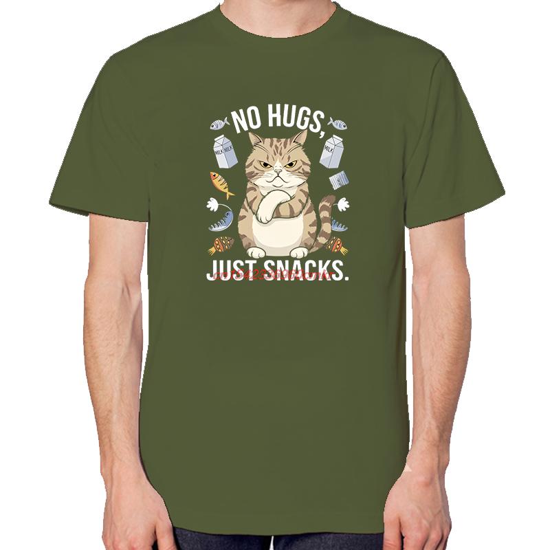 No Hugs Just Snacks Funny Cat Shirts Cute Graphic Tee Summer New In Tops And Tshirts Short Sleeve Tee Unisexs Cotton Tshirt