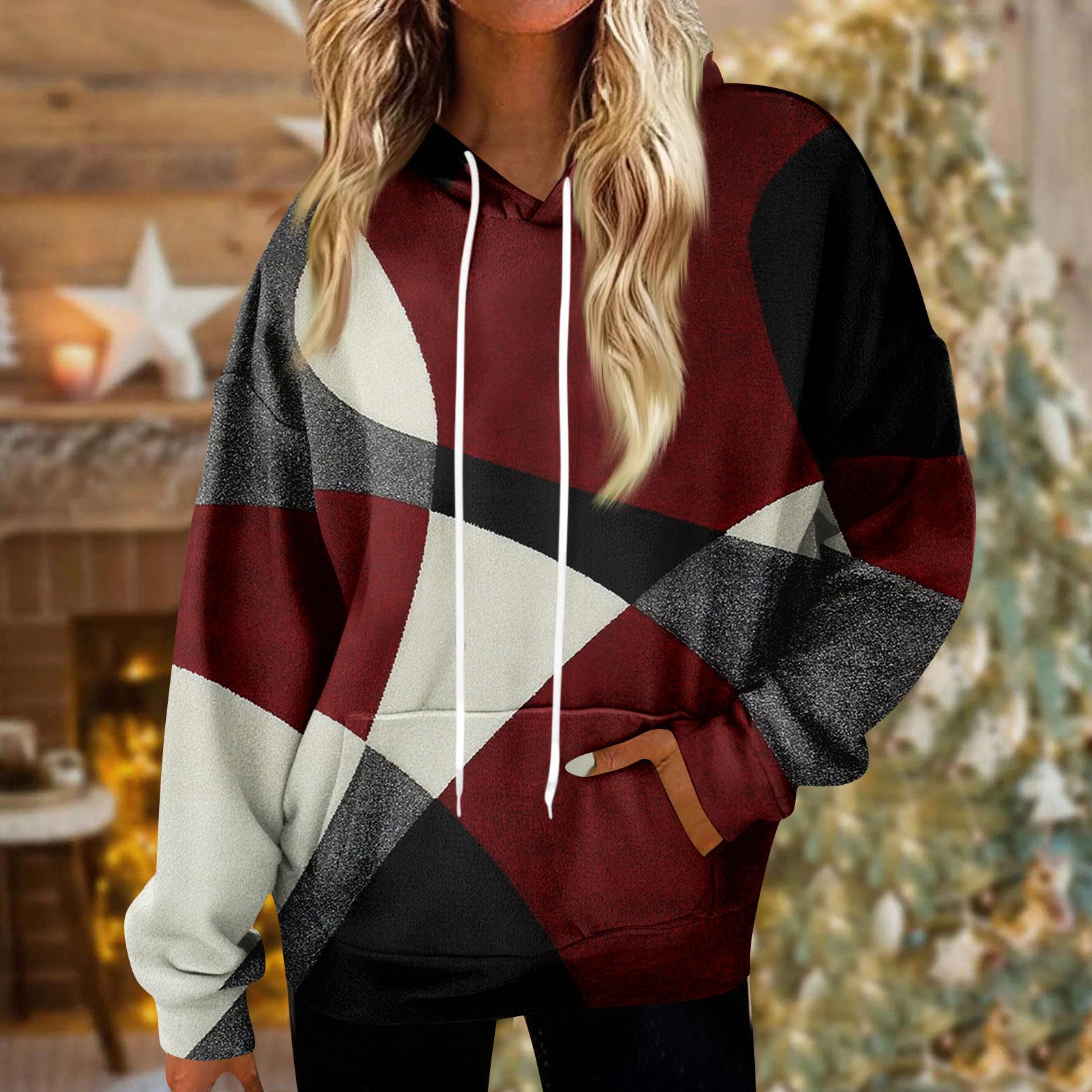 

Толстовки для женщин оверсайз зимние плюшевые милые свитшоты пуловер модная осенне-зимняя одежда XL винный