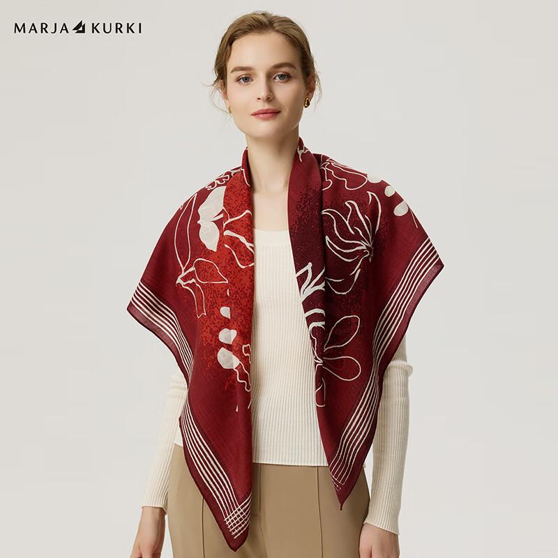 MARJA KURKI Fine-Spun Wool "Dusk Garden" Printed Scarf