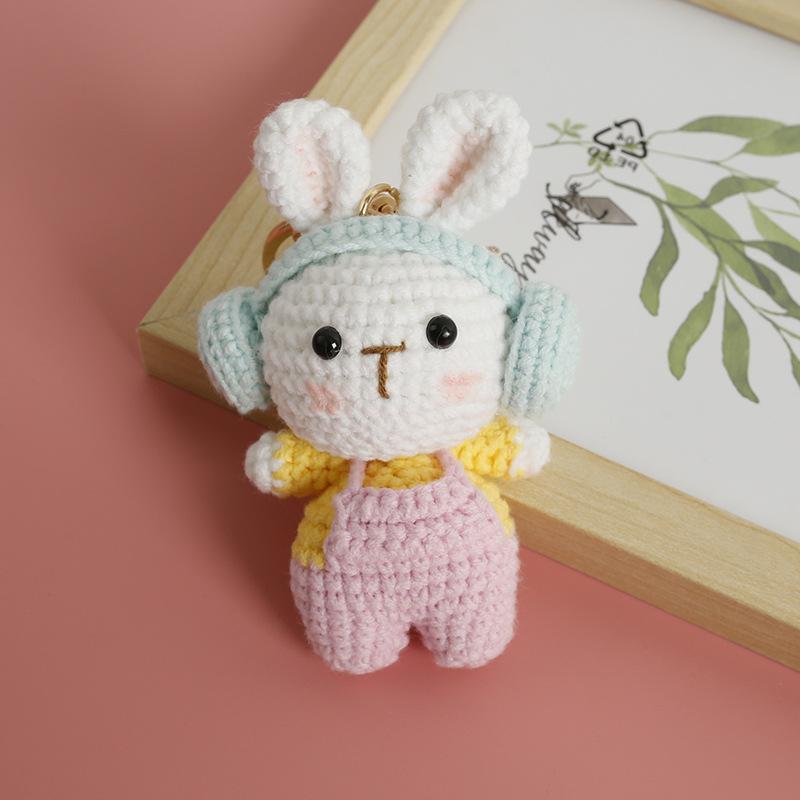 Handmaking Crochet Rabbit Doll Keychain For Gifts Cute Animal Doll Crochet Keychains Knitting Kitten Keyrings Custom