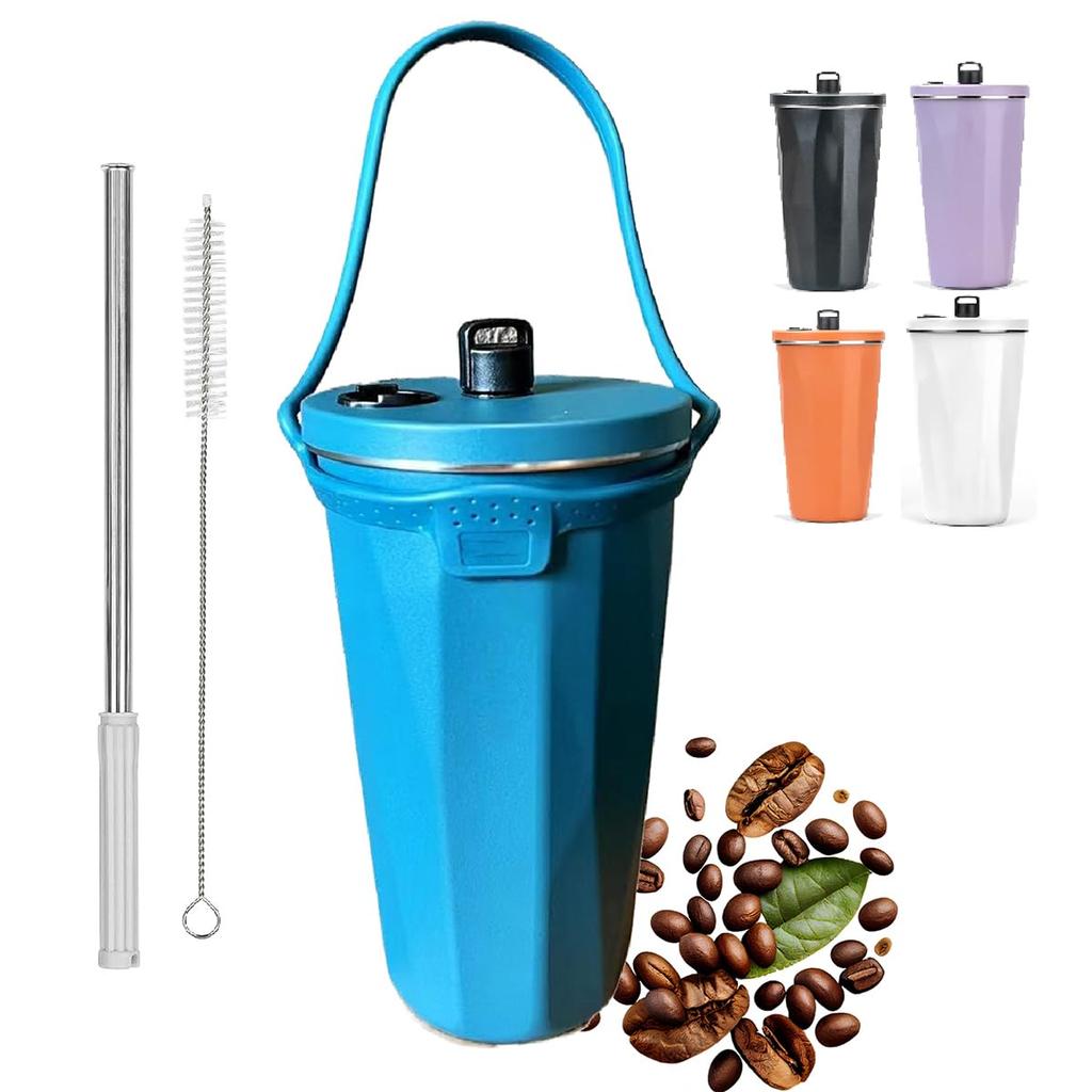 KAISWK Tumbler with Straw 600ml with Lid Large Capacity Straw Water Bottle Vacuum Insulated Tumbler Stylish Stainless Steel Portable Coffee Cup