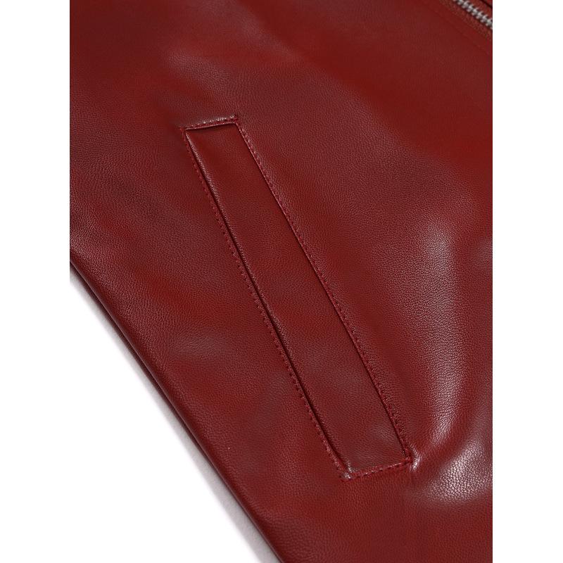 Men's Leather Jacket Spring And Fall Leather Jacket Handsome Horizontal Zipper Biker Suit Large Size Jacket