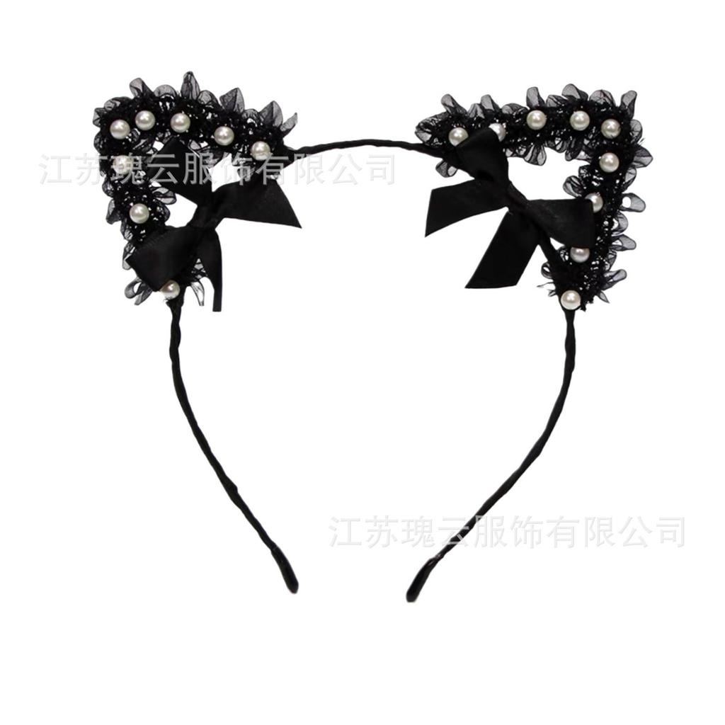 Pearl cos princess maid headband sexy charming mysterious lace headband orgy party dance handmade