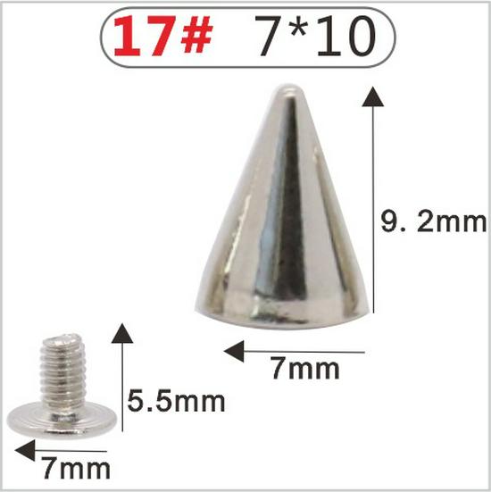 Punk Spike Alloy Bullet Rivet Horn Cone with Base Screw for Apparel, Bags, Shoes