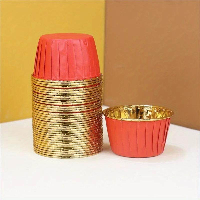 50Pcs Cupcake Paper Cup Aluminum Foil Cupcake Liner Baking Cups Muffin Wrapper Tray Pastry Tools Wedding Party Birthday Supplies