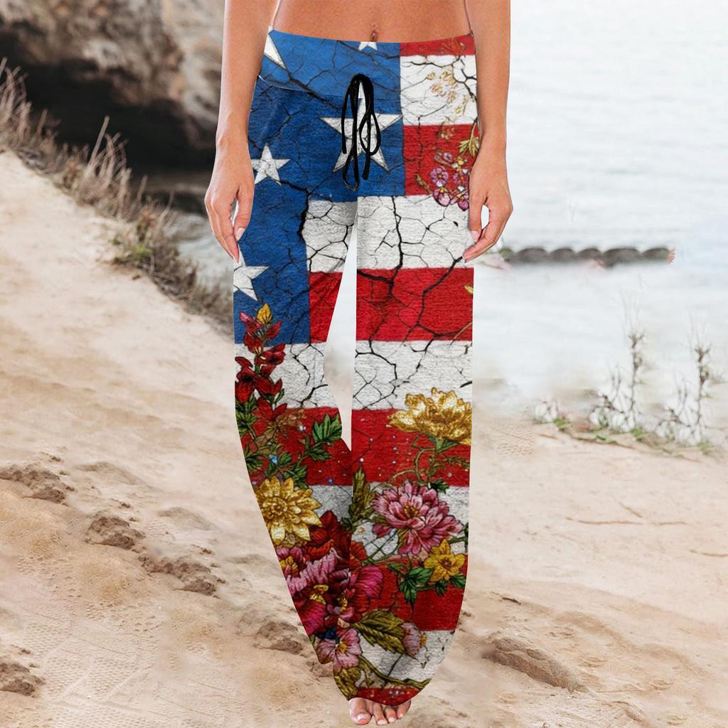 Women's Fashion Loose-Fit Drawstring Elastic Waist Casual Printed Pants