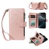 iPhone 18 PRO MAX Leather Grain Case with 9-Card Zipper Wallet Style, Apple 17E Protective Cover KT