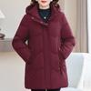 Women Middle‑Aged Winter Padded Coat Detachable Hood Embroidery Warm Quilted Jacket XL‑5XL