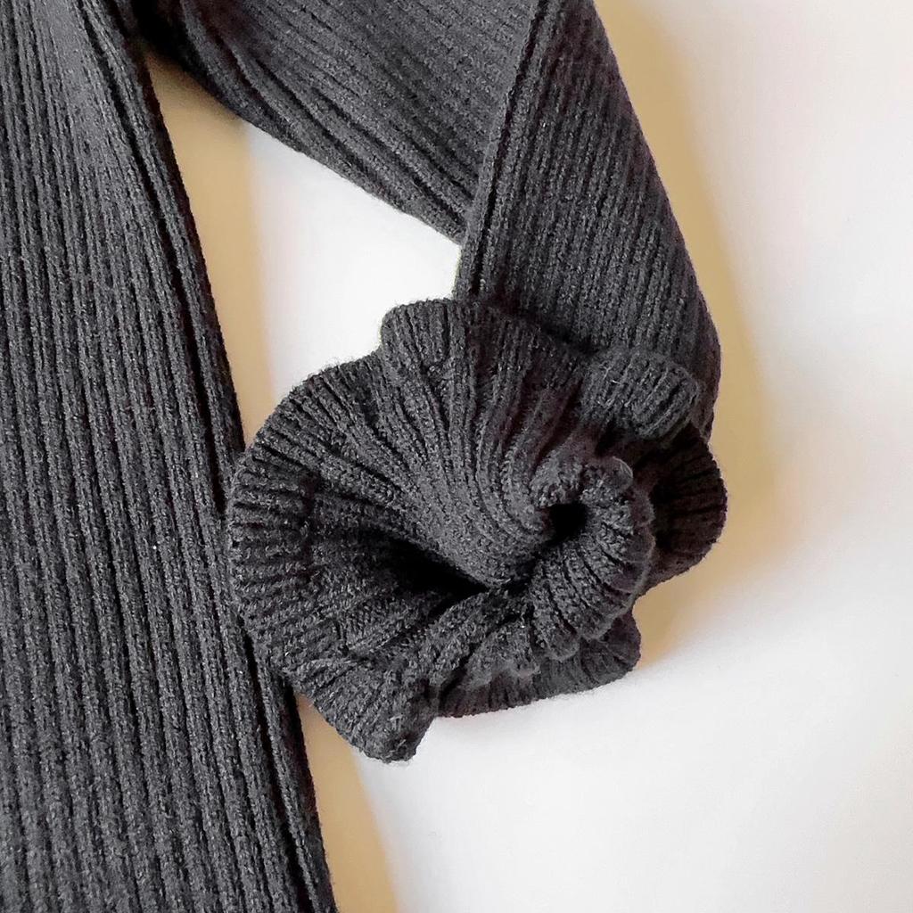 Mädchen Winter Strickpullover mit französischem Rüschenkragen