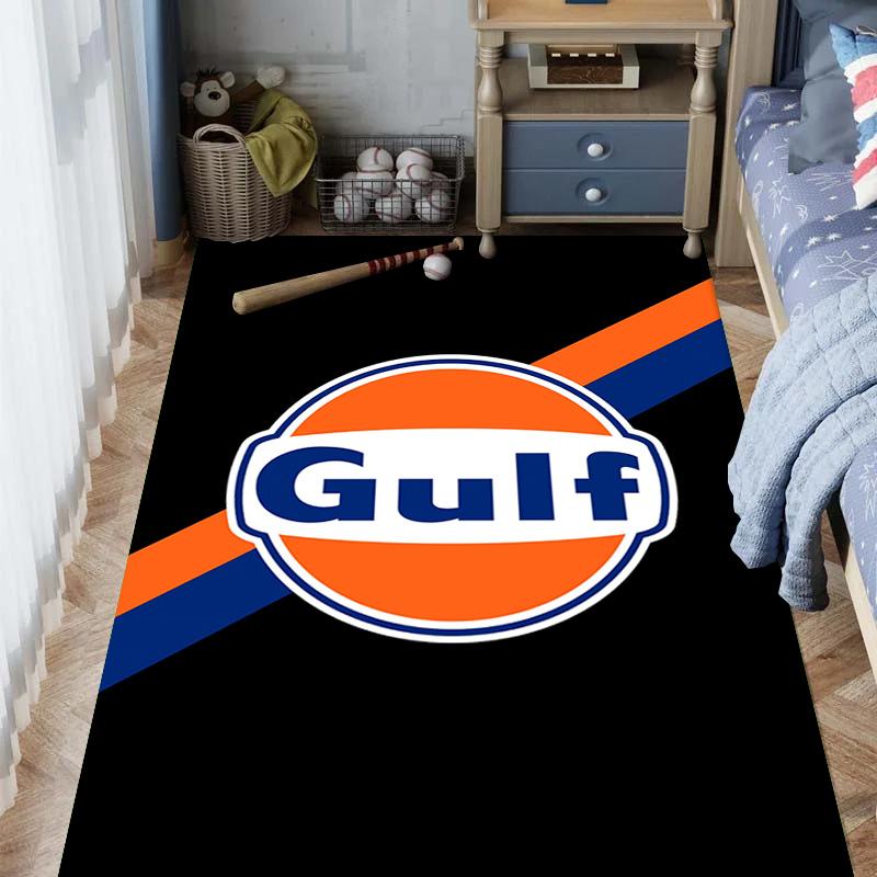 Tappeto con logo Gulf per soggiorno e camera da letto, tappetini per pavimenti, tappetino da bagno artistico, alla moda