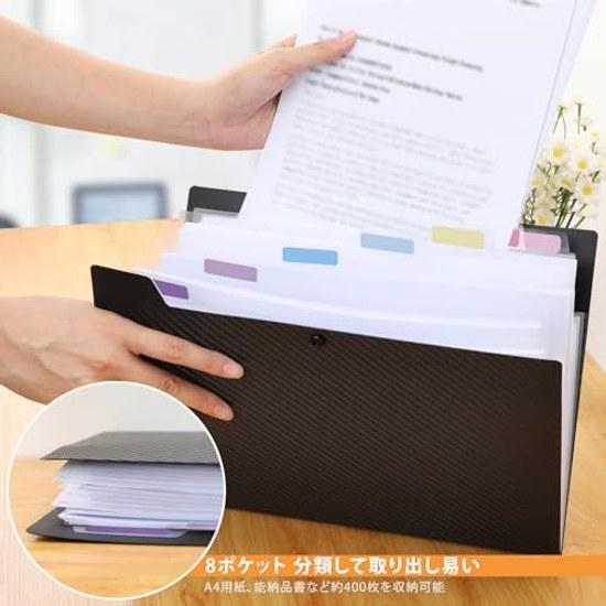 FRETONBA Document File 8 Pocket A4 Clear Expandable Folder Snap Type Accordion Sorting Label Included Waterproof Classification Storage Transparent
