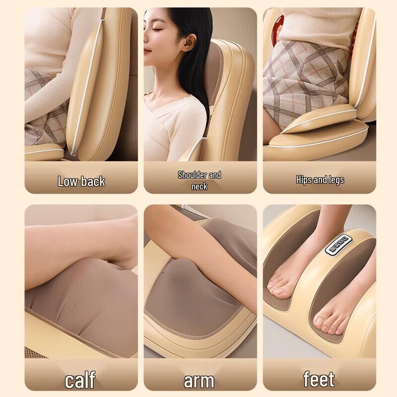 AUX Electric Back, Leg & Foot Massage Cushion with Heat CN plug (adapter included)
