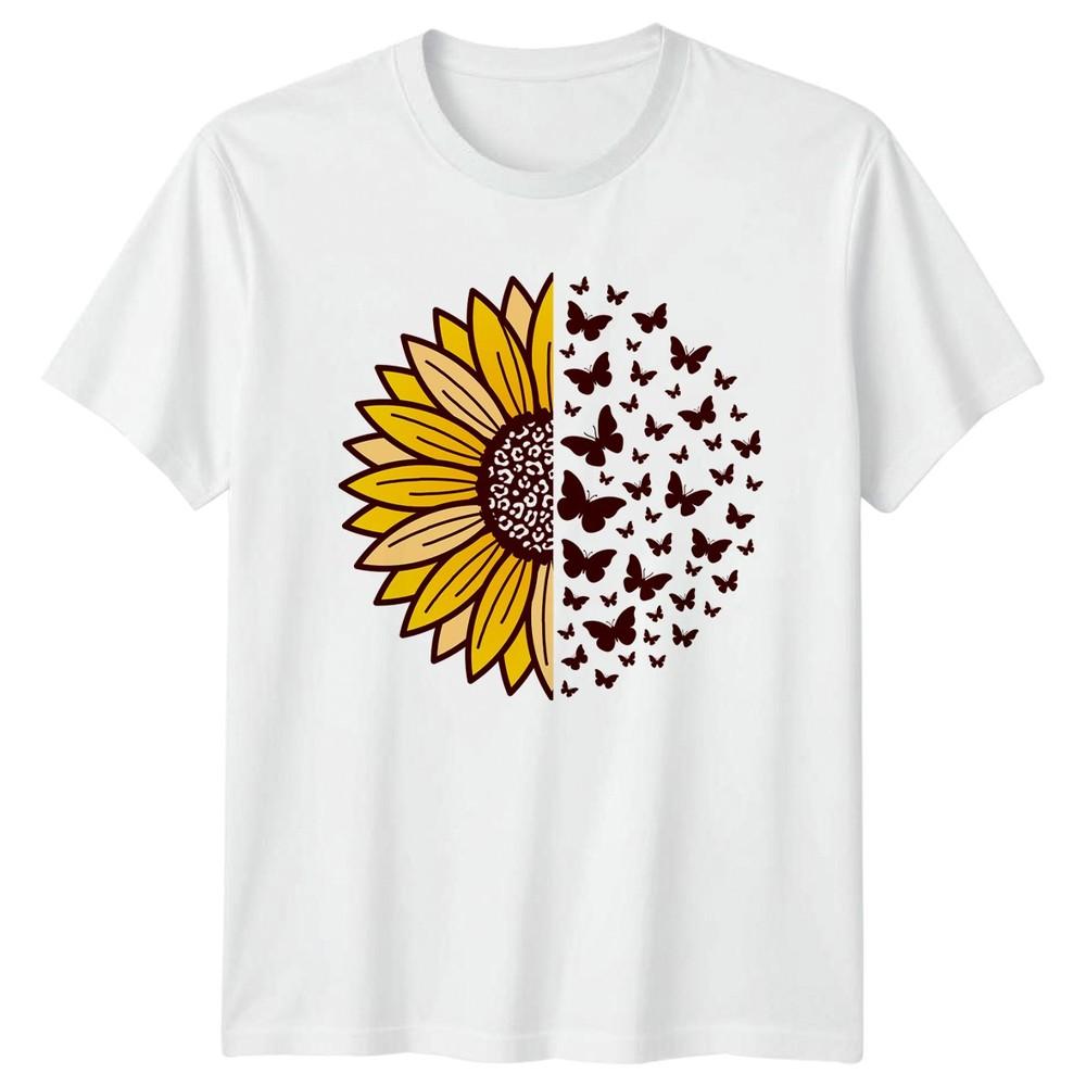 Sunflower Butterfly Unisexs TShirt Nature Floral Gnome Birthday Gift For Her S