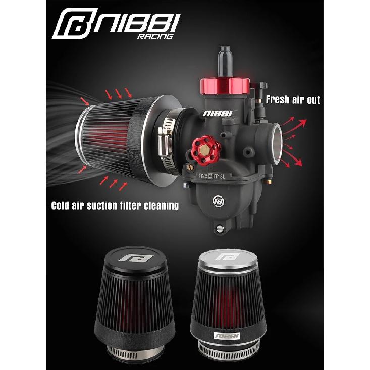 NIBBI CNC Motorcycle Air Filter Universal 42mm 48mm 54mm MushroomHead Air Cleaner Filter Carburetor Intake Pipe Modified Scooter
