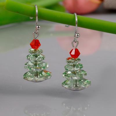 1 Pair of Personality Christmas Tree Multi-color Creative Earrings Girl Christmas Gift