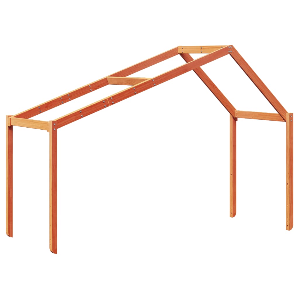 High Bed with Roof Wax Brown 80 x 200 cm Solid Pine Wood