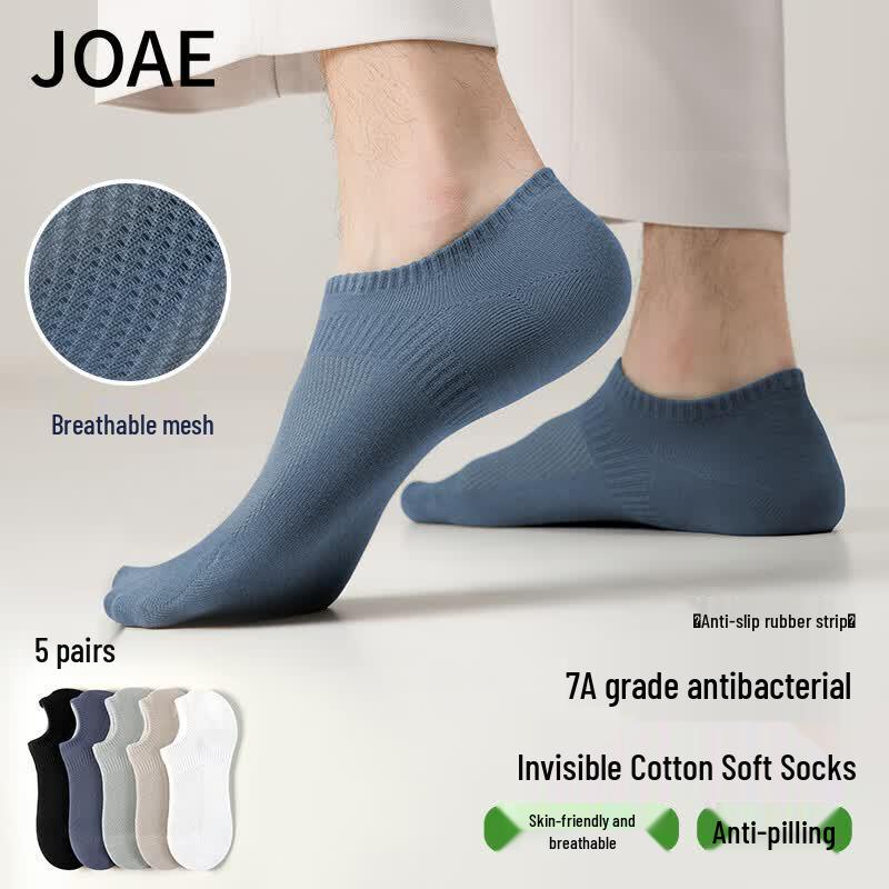JOAE Men s Antibacterial Mesh Boat Socks One Size
