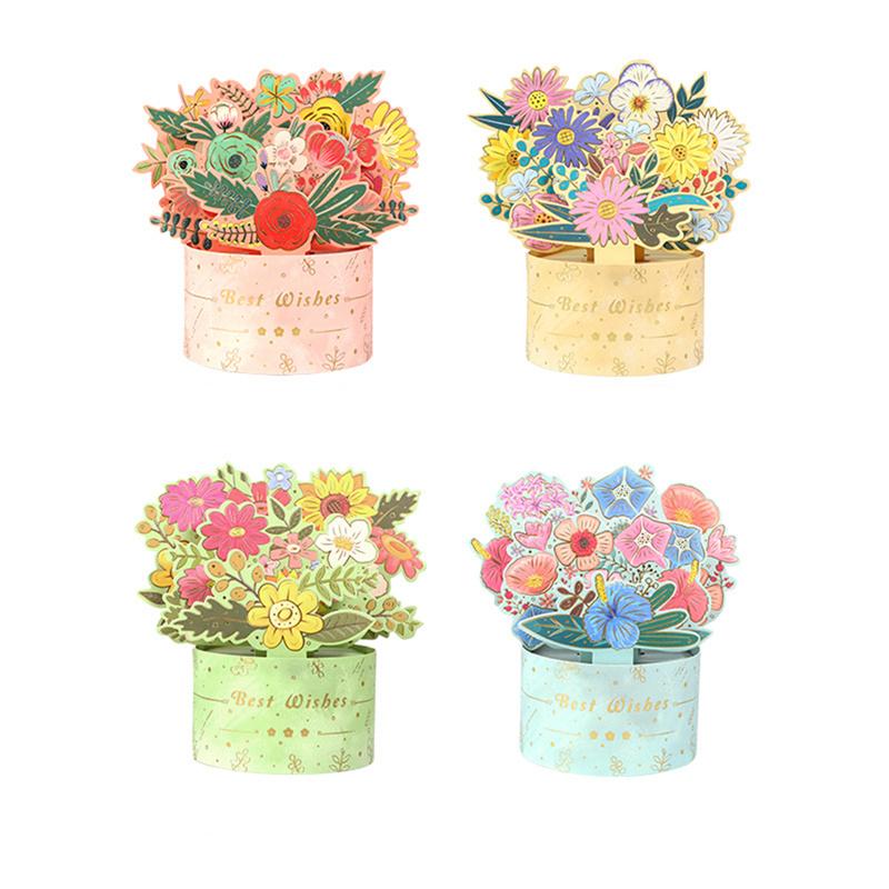 Creative 3D Pop-Up Bouquet Card G Craft Blahopřání Dárek ke Dni matek Valentýna Narozeniny Výročí Papír Holding