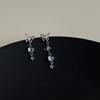 Fashion Moonstone Tassels Earring Hollow Butterfly Crystal Silver Drop Earrings for Women Jewelry Accessories