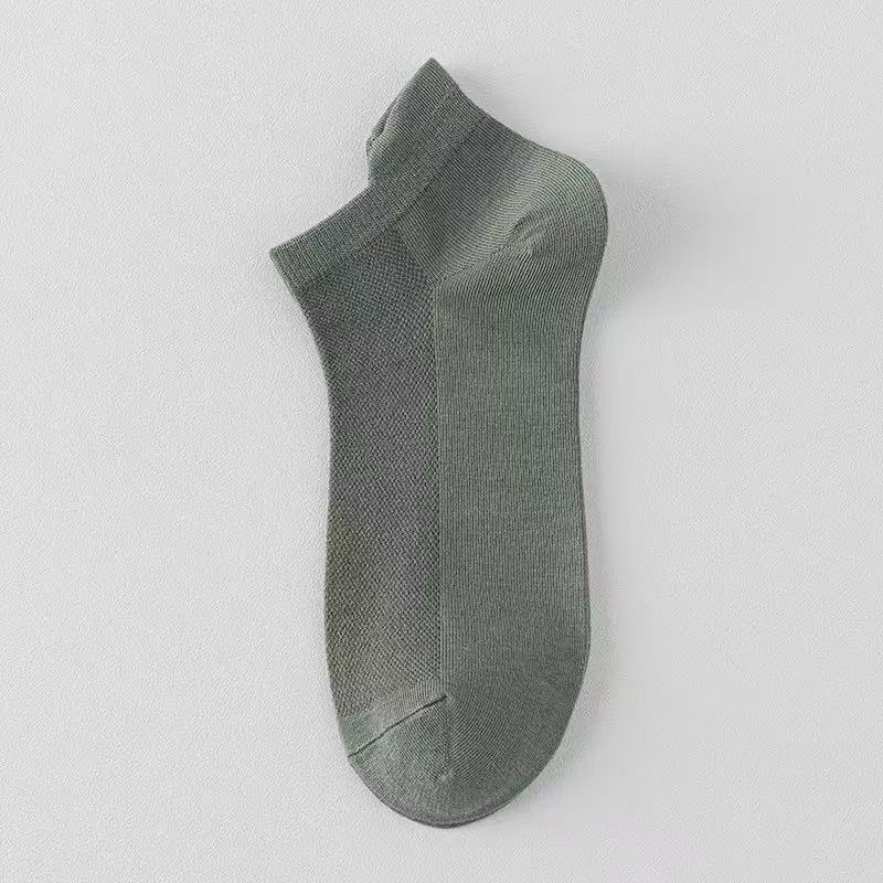 Men's Summer Cotton 10A Anti Bacterial Anti Odor Anti Ball Mesh Eye Breathable Boat Socks