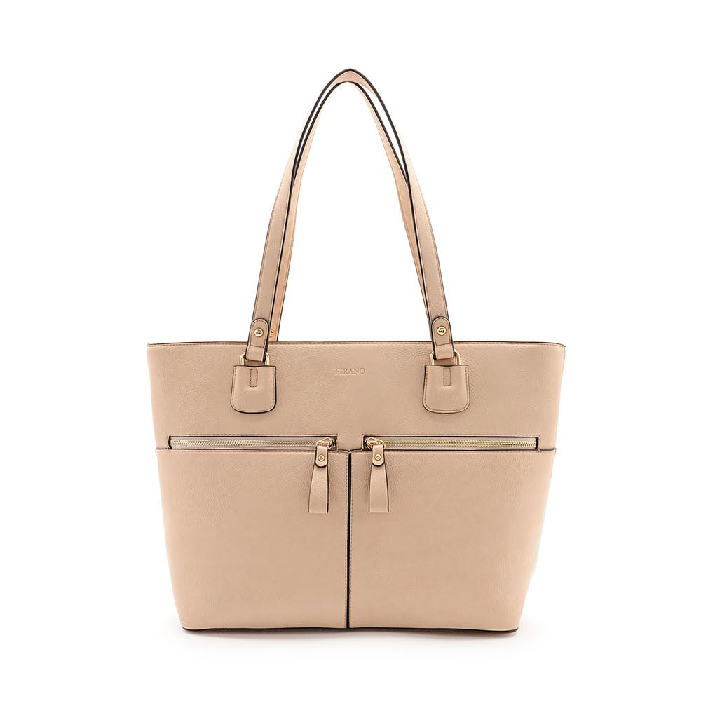 FIRANO Women s Double Zipper Tote Bag, Perfect for Commuting, Business, and Everyday Use, Spacious Storage, Fits A4 Size Items, 303143, Beige