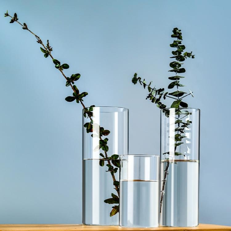 Support de bougie en verre transparent Vase cylindrique en verre Porte-bougie Créez un décor unique pour la décoration de la chambre à coucher, du bureau