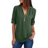 Womens Spring Tops V Neck Zipper Blouse Summer Shirts for Women Casual Tunic Womens Summer Shirts Dressy Tops for Women