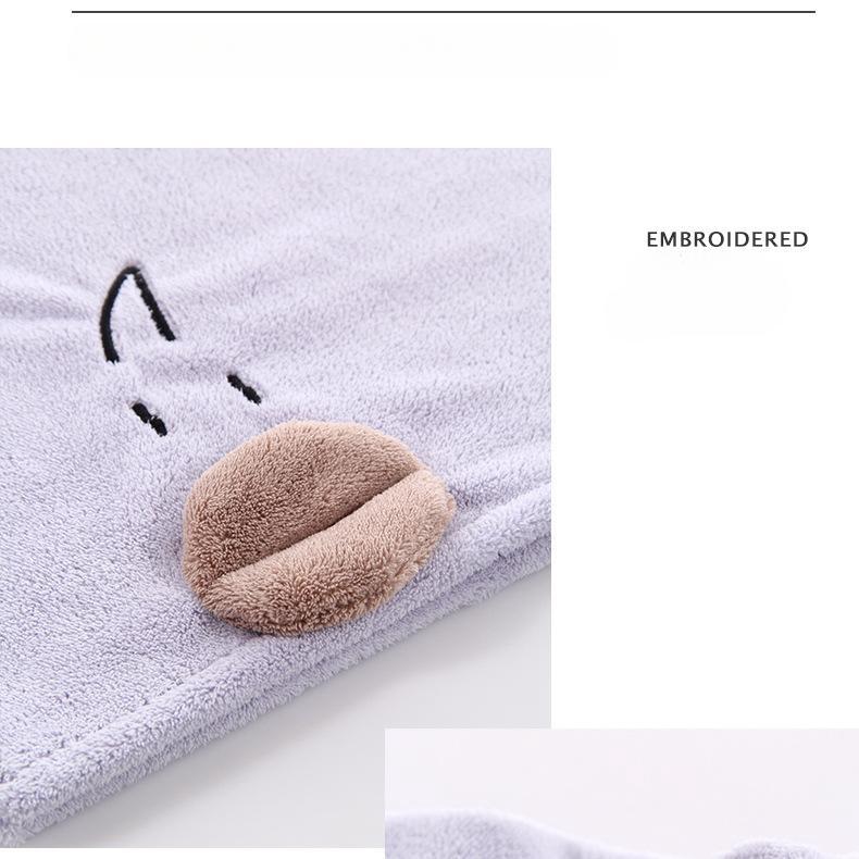 High-density Coral Velvet Parent-child Dry Hair Cap Cartoon Embroidered Dry Hair Cap Bath Cap Headband