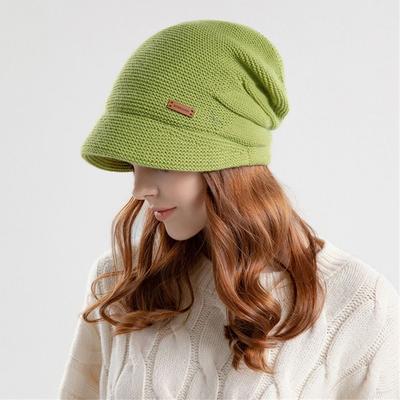 Casual Soft Knitted Hat Short Brim Fleece Lined Beanies Thickened Windproof Bonnet Autumn Winter Keep Warm Ear Protection
