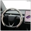 3Pcs Perforated Leather Breathable Anti-Slip Sweat-Absorbing Universal Car Steering Wheel Cover Auto Accessories