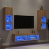 Vidaxl 6-Częściowy Zestaw Mebli Tv Z Led, Dąb Sonoma