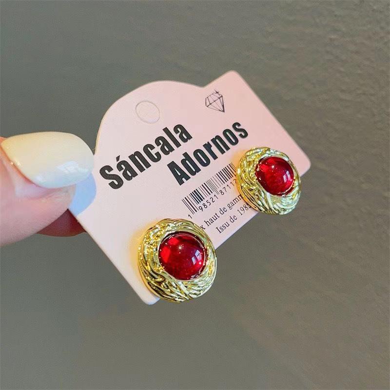 

Изящные серьги-пусеты из серебра 925 пробы - Элегантная роскошь в придворном стиле для женщин красный