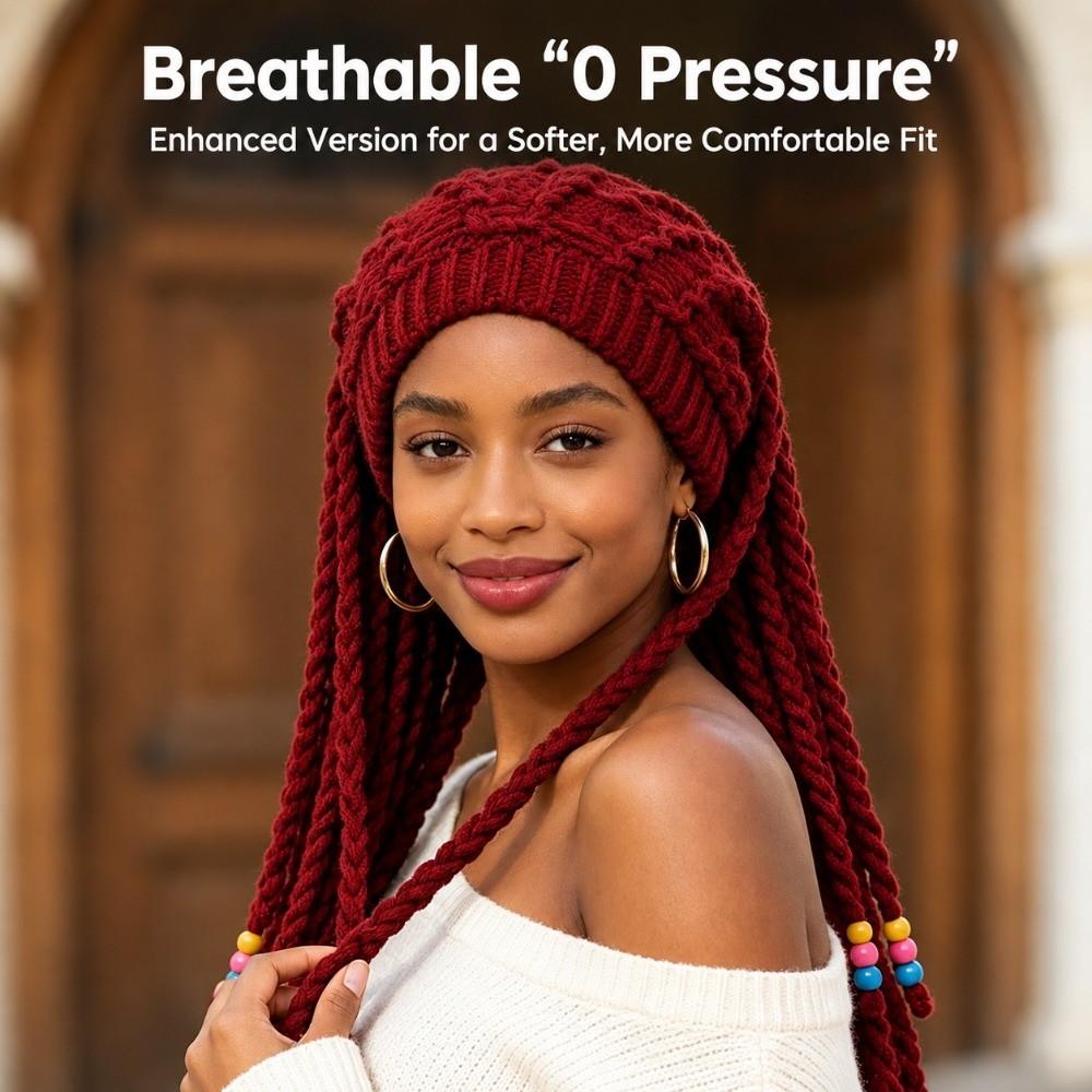 Faux Braid Dreadlock Beanie Knitted Braided Wig Hat Colorful Faux Braid Hat  Daily Outing