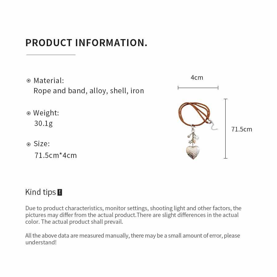 Fashion Shell Pendant Necklaces Women Heart Long Removable Keychain Sweater Chains Minimalist Design Daily Wear Gift Accessories