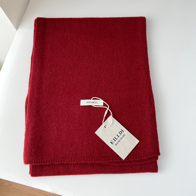 Sciarpa minimalista 100% lana pura da donna autunno inverno versatile tinta unita sottile scialle regalo avanzato per coppia sciarpa calda