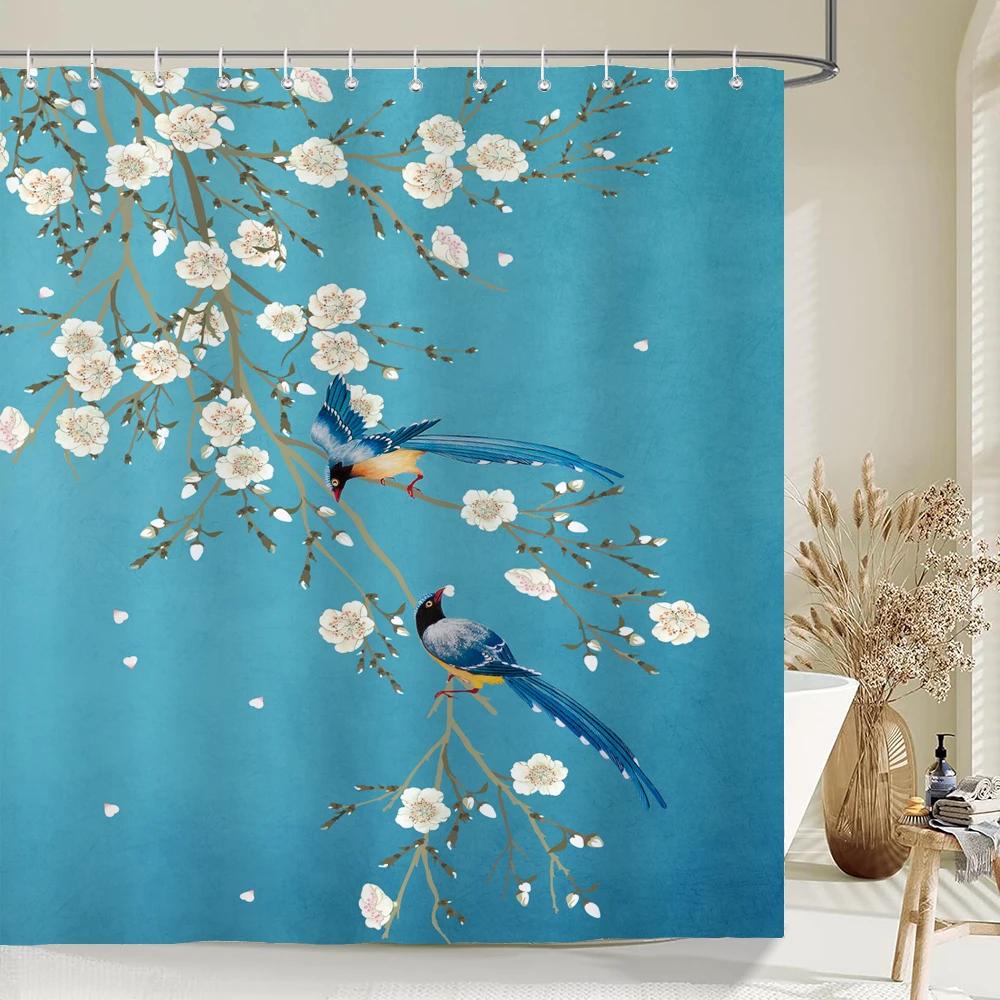 Chinese ink landscape style shower curtain scenic pattern Waterproof Fabric bath curtain washable Bathroom curtains Multi Size