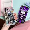 Luxury Silver Skull Mobile Phone Case for iPhone 17 16 15 14 13 12 11 X XR XS Air Pro Max Plus Mini Clear Colorful Cover Cover
