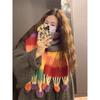 Tassels Rainbow Scarf Warm Shawl Cashmere Like Long Scarf Girls Winter Shawl Neck Wrap Scarf Cold Weather Neck Scarves