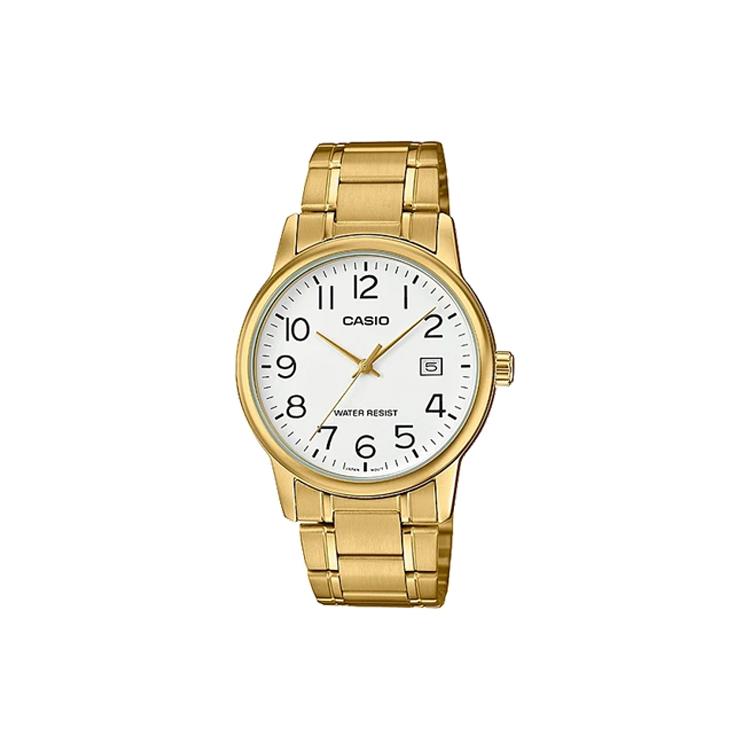 CASIO Men Standard Series Silver Watch MTP-V002G-7B2 MTP-V002G-7B2 Gold Strap