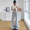 Gray Women's Micro-Flare Sweatpants, 2026 Spring Collection: Wide-Leg, Plus Velvet, Petite & Thick, Casual Sports Pants
