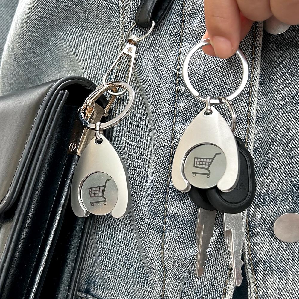 Shopping Trolley Tokens Key Ring Mini Metal Supermarket Cart Remover Coin Label Keychain For Unisex Grocery Accessories Gifts
