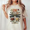 Boho Floral Cottagecore Botanical Print Shirt Vintage Gift for Nature Lover Dark Acedemia Unisex Y2K Cotton TShirt Streetwear