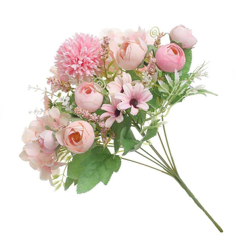 Pink Artificial Flower Bouquet 12.2 X 7.5in Fake Flower Craft  For Wedding Decoration