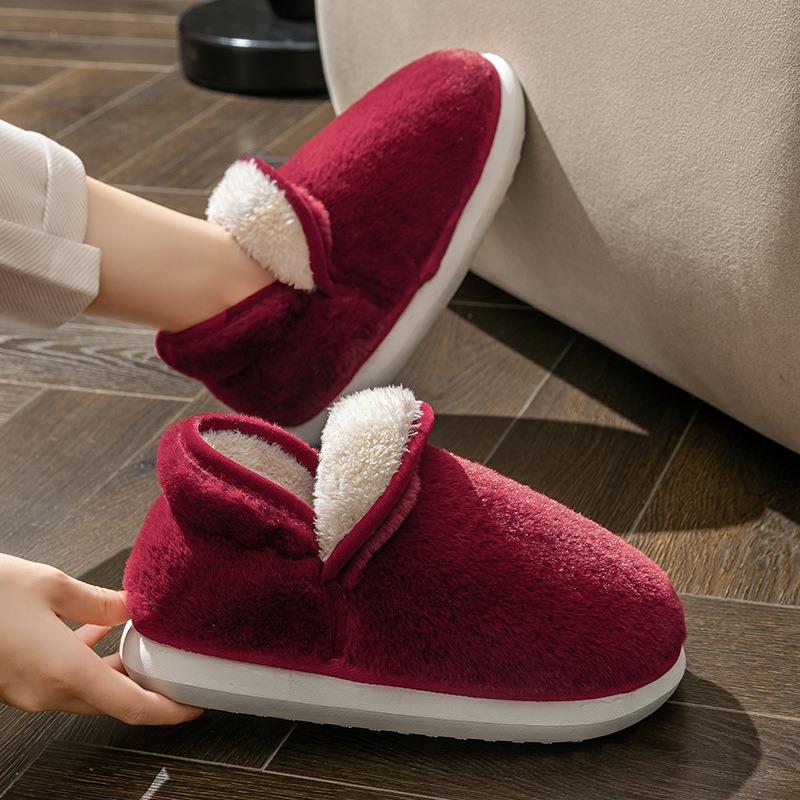 Bag heel cotton slippers non-slip elderly women's winter new thickened and velvet mother warm cotton shoes thick sole