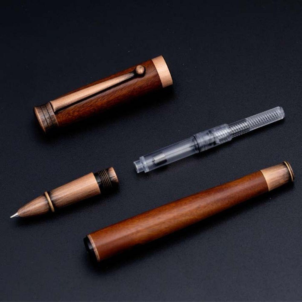 Retro Simple Writing Ink Pens Wood Handle Signature Pens Wooden Fountain Pen Stationery