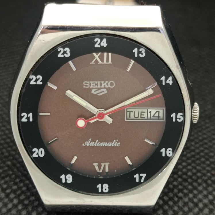 USED VINTAGE SEIKO 5 AUTOMATIC 6309A JAPAN MENS D/D BROWN WATCH 608i-a316860-2 SKU608i-a316860