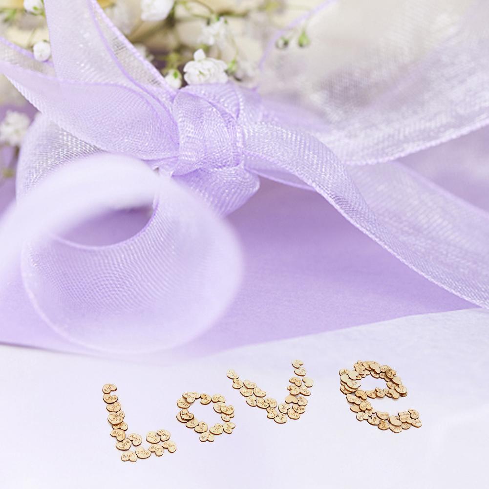 100pcs/set Kids DIY Burlywood Heart Shape LOVE Text Wooden Hand Painted Patch 12*15mm