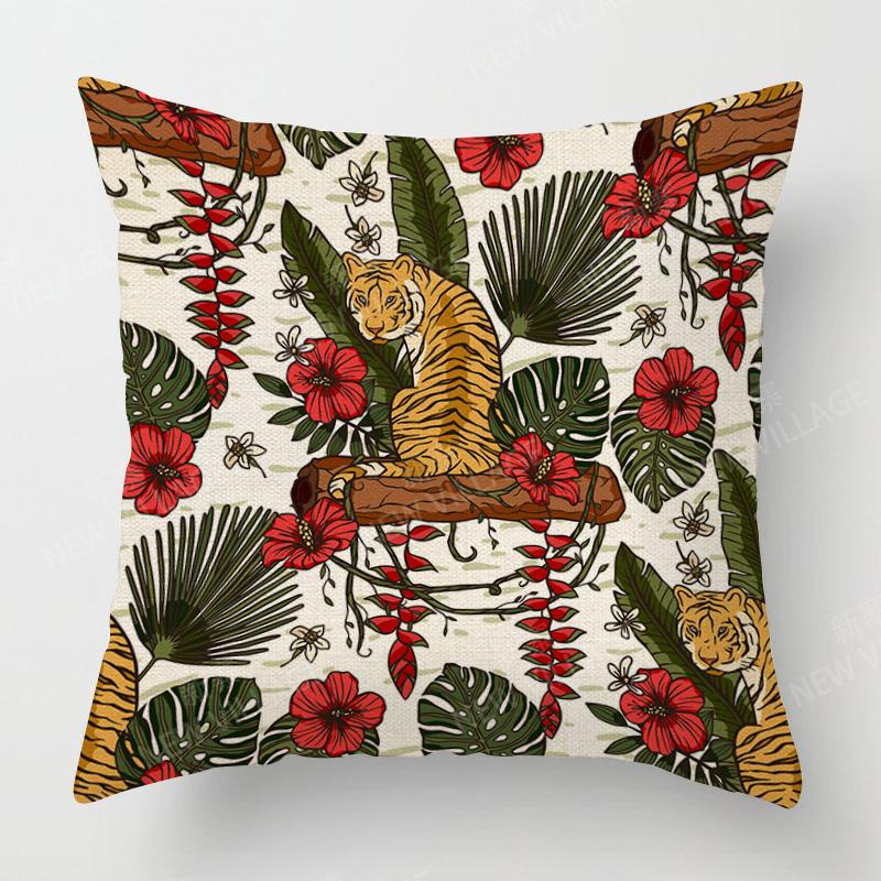 Home Decor Exotic Jungle Animals Pillow Covers For Home Pattern Cushion Cover Suitable For Sofa Bedroom Car Pillow Cover