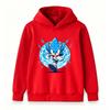 Kids Boys Girls Casual Pullover Hoodie, Cute Blue Speed Hedgehog Print Warm Lightweight Long Sleeve Hooded Sweatshirt for Daily Wear School